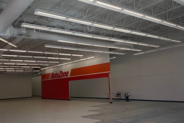 interior view of empty building showing light fixtures on the ceiling