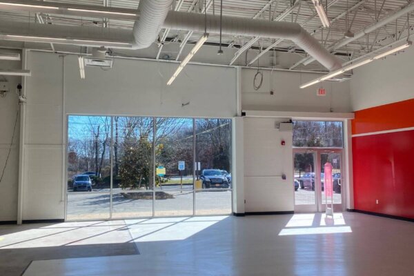 view of inside Autozone store showing the light fixtures in the celling.